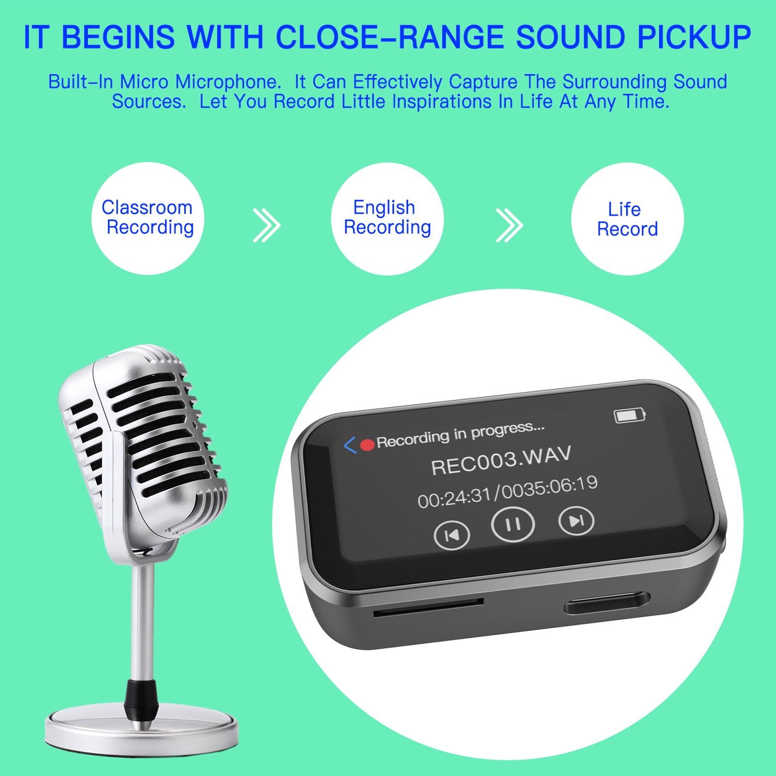 مشغل MP3 BT مشغل MP3 مشبك خلفي - مراجعة Audio Music Recorder وسعره